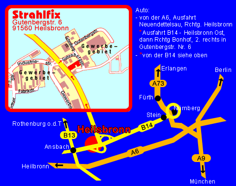 Anfahrtskarte Strahlfix Oberflächentechnik GmbH in Heilsbronn